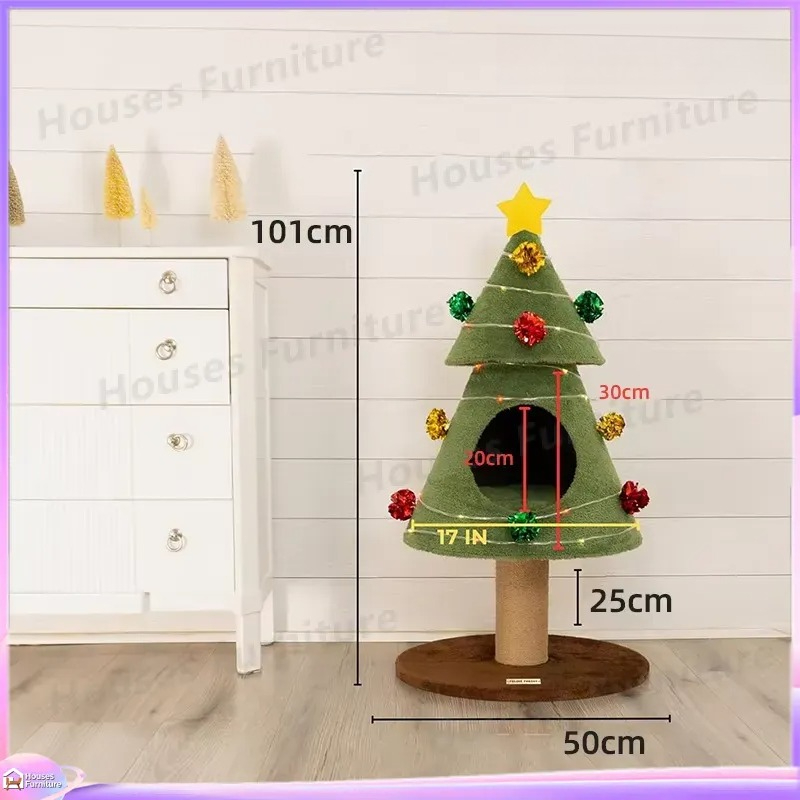 木製キャットタワー シザル麻スクラッチポスト付き クリスマス - Cat Scratching Post Sisal Tree Tower のレビューと価格