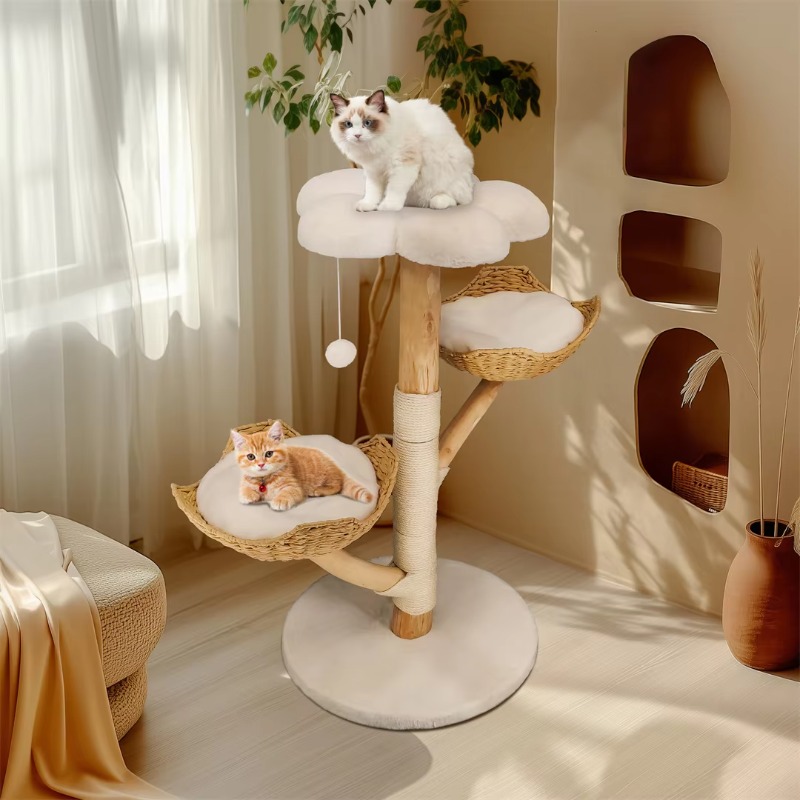 高さ110cmの無垢材製キャットタワー。室内猫の遊び場として - Cat Scratching Post Sisal Tree Tower のレビューと価格