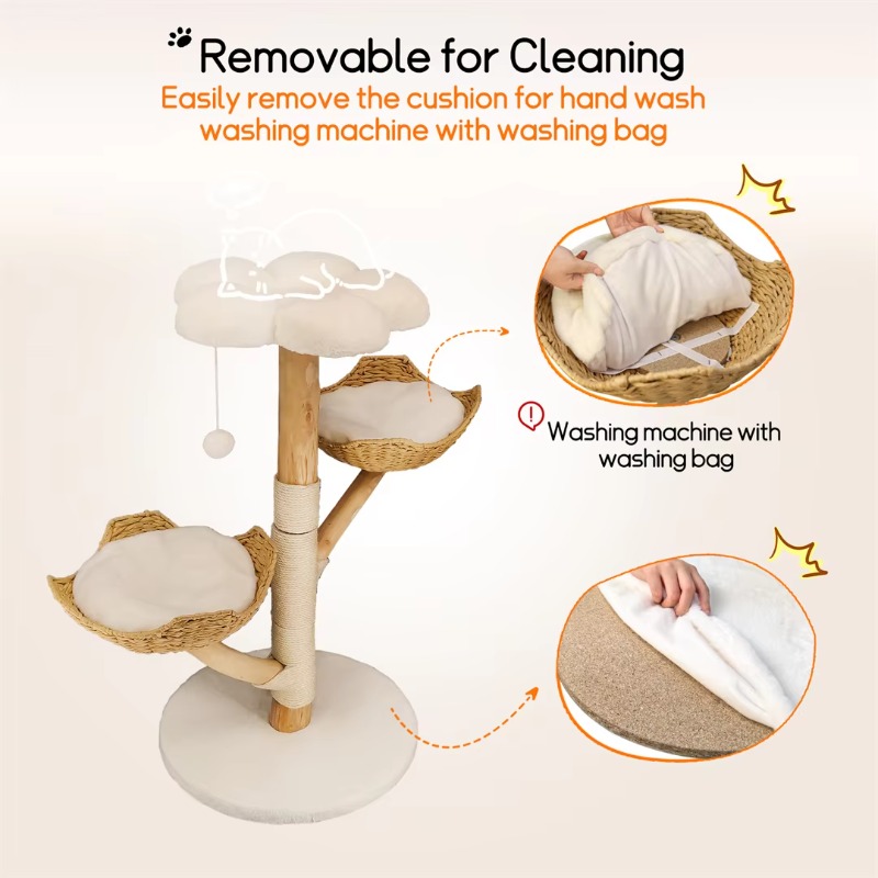 高さ110cmの無垢材製キャットタワー。室内猫の遊び場として - Cat Scratching Post Sisal Tree Tower のレビューと価格