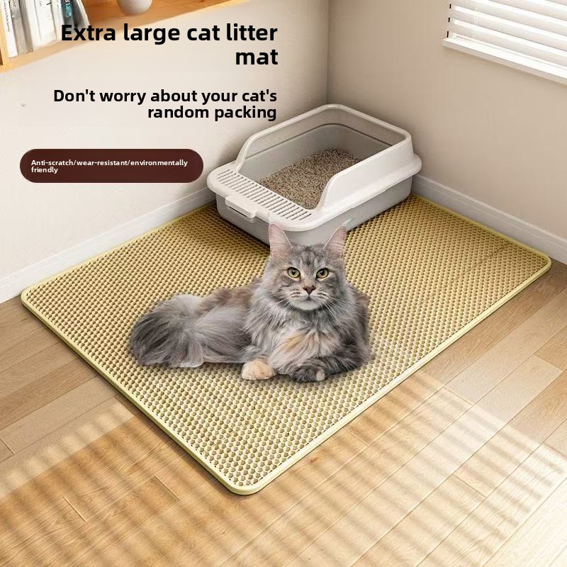 二重構造のEVA製猫用トイレマット。ハニカム構造で防水性があ - Cat Litter Mat Double Layer Waterproof のレビューと価格