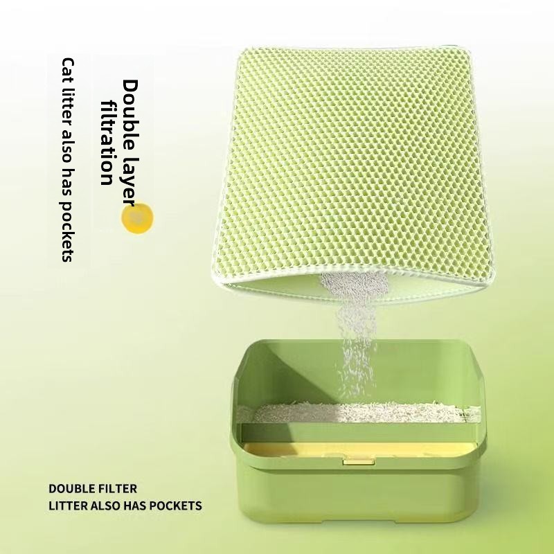 二重構造のEVA製猫用トイレマット。ハニカム構造で防水性があ - Cat Litter Mat Double Layer Waterproof のレビューと価格