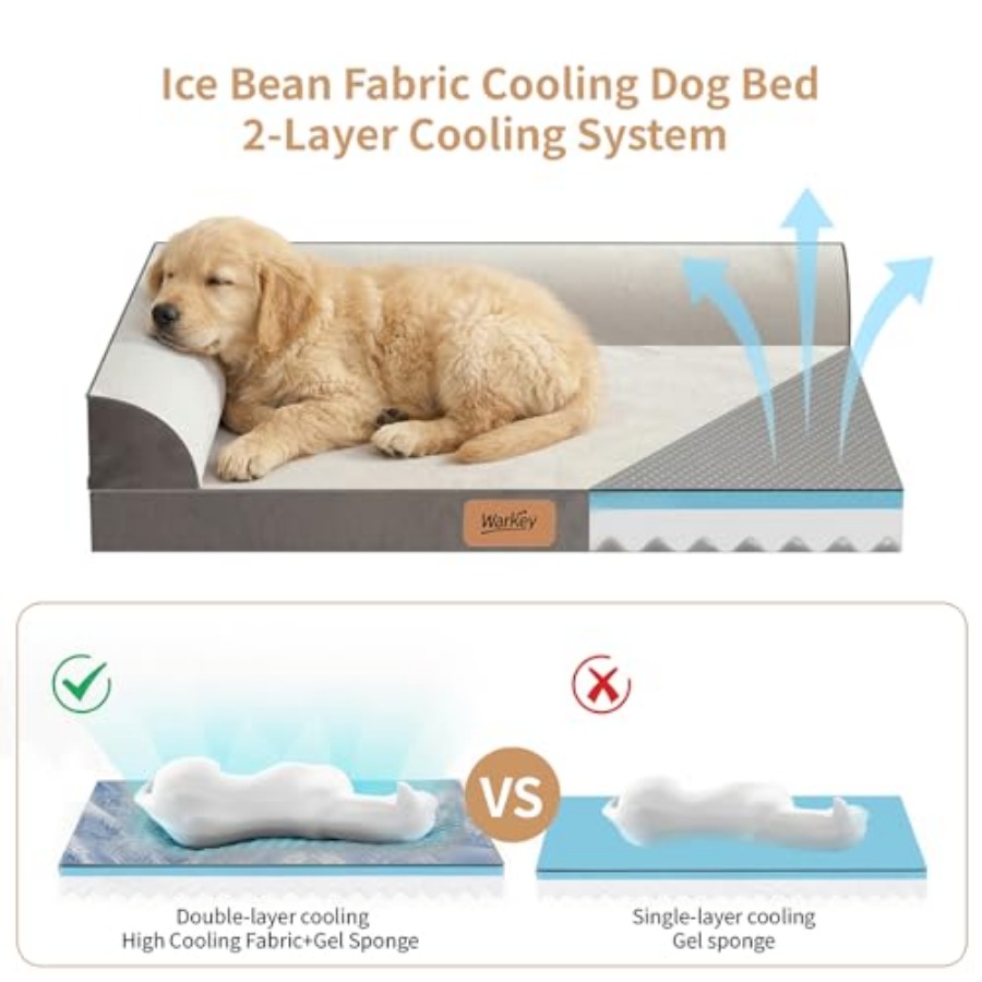 冷却ジェルメモリーフォーム付き犬用ベッド、整形外科用防水ペッ - Orthopedic Memory Foam Dog Bed Washable のレビューと価格