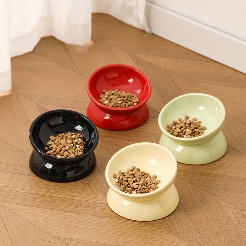 大径セラミック製高脚猫用ボウル、平底、転倒防止、滑り止め、傾 - Elevated Ceramic Cat Bowls Tilted Food のレビューと価格