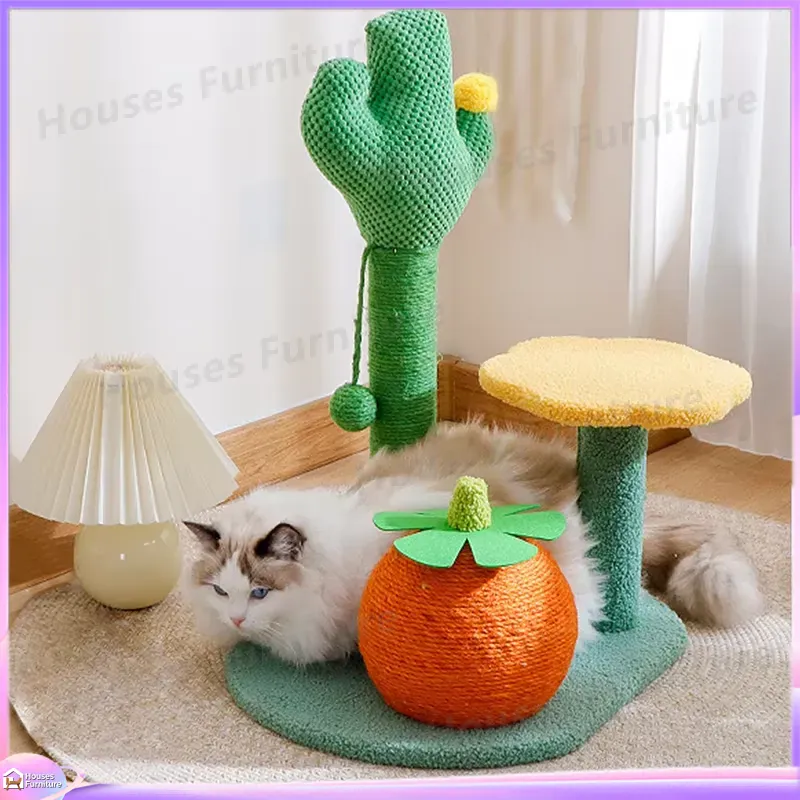 サボテン型のキャットタワー、サイザル麻巻き柱、きのこ型プラッ - Cat Scratching Post Sisal Tree Tower のレビューと価格