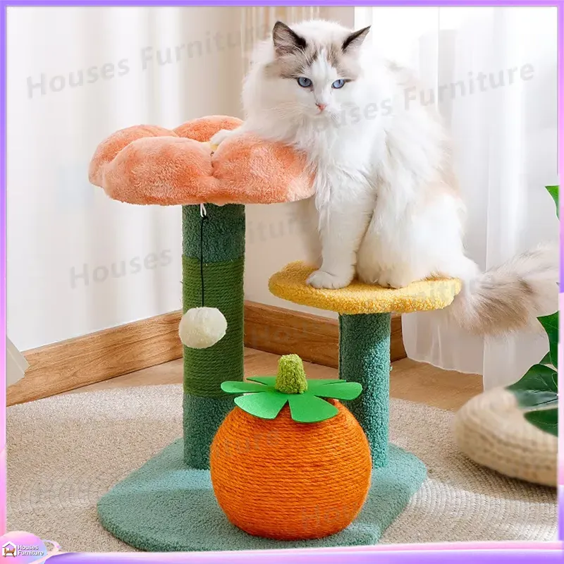 サボテン型のキャットタワー、サイザル麻巻き柱、きのこ型プラッ - Cat Scratching Post Sisal Tree Tower のレビューと価格
