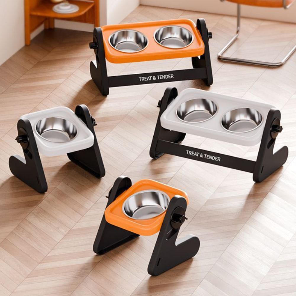 ステンレス製の高さのある猫用ボウル 15 °   ネックガー - Elevated Ceramic Cat Bowls Tilted Food のレビューと価格