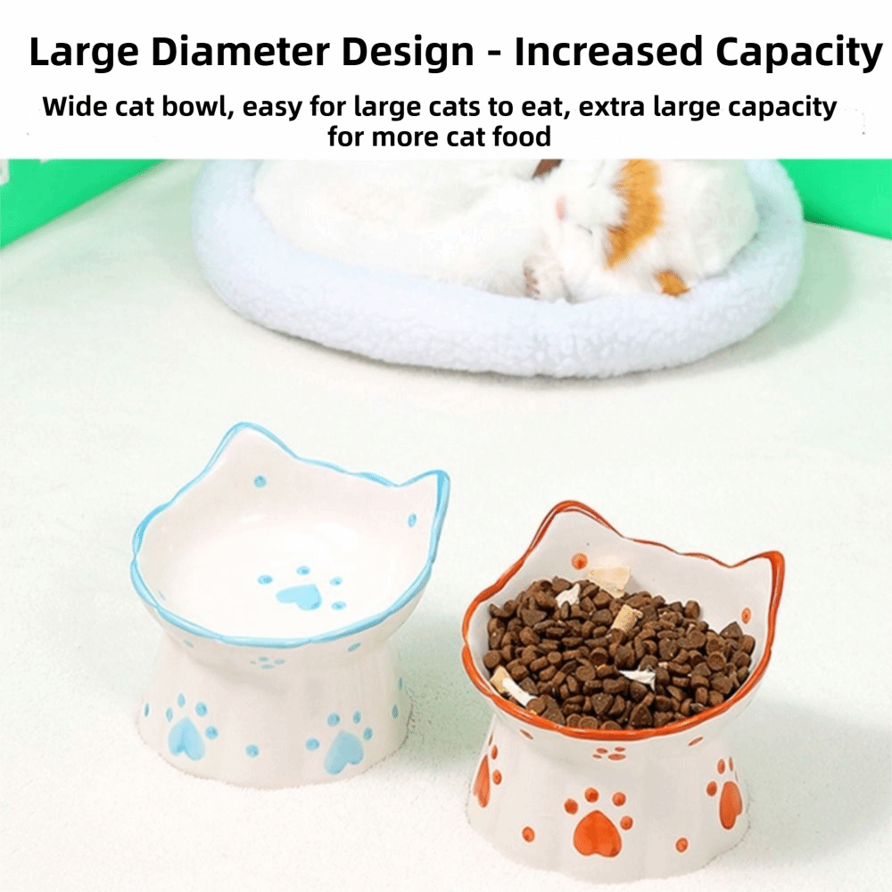 15 °   傾斜式高さ調節可能な猫用食器、逆流防止、転倒防 - Elevated Ceramic Cat Bowls Tilted Food のレビューと価格
