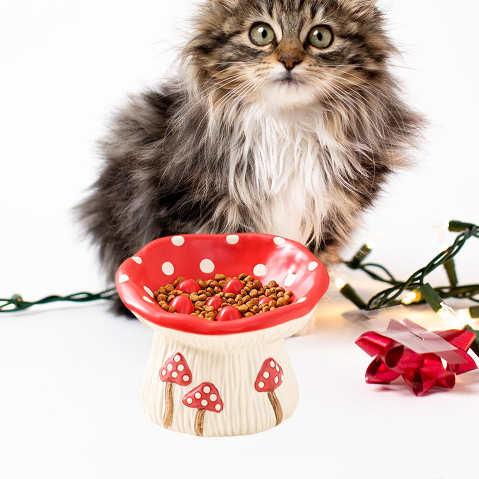 クリエイティブなセラミック製猫用ボウル、キノコ型の高さのある - Elevated Ceramic Cat Bowls Tilted Food のレビューと価格