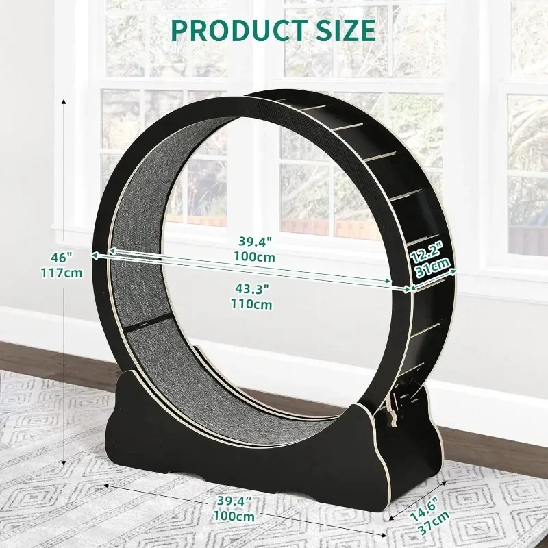 43.3インチの大型キャットエクササイズホイール。静音設計で - Cat Running Wheel Exercise Treadmill のレビューと価格