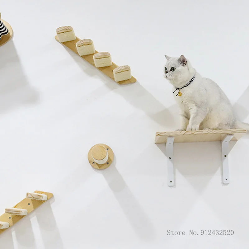 壁掛け猫ハンモックベッド、ペット家具、子猫ウォールシェルフ、 - Cat Wall Climbing Shelves Hammock Wooden のレビューと価格