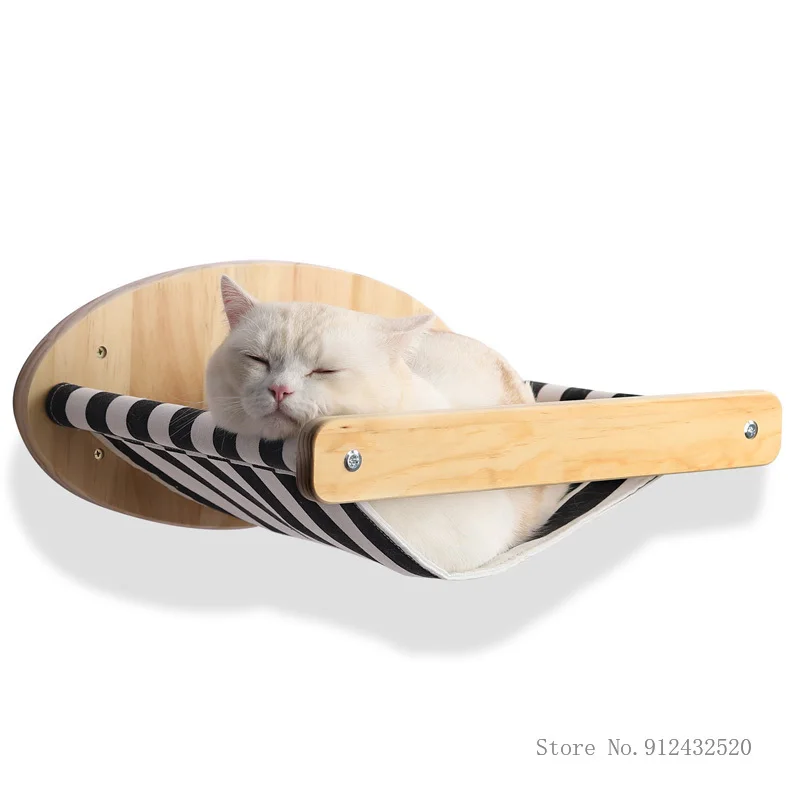 壁掛け猫ハンモックベッド、ペット家具、子猫ウォールシェルフ、 - Cat Wall Climbing Shelves Hammock Wooden のレビューと価格