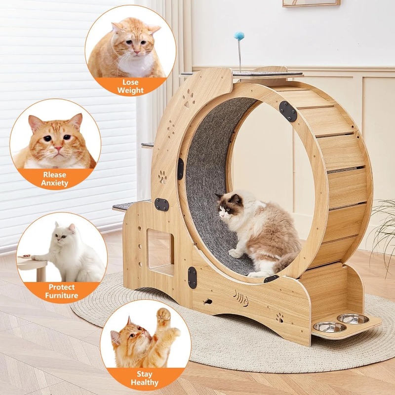 高品質インタラクティブペットトイ 静音猫用運動ランニングホイ - Cat Running Wheel Exercise Treadmill のレビューと価格