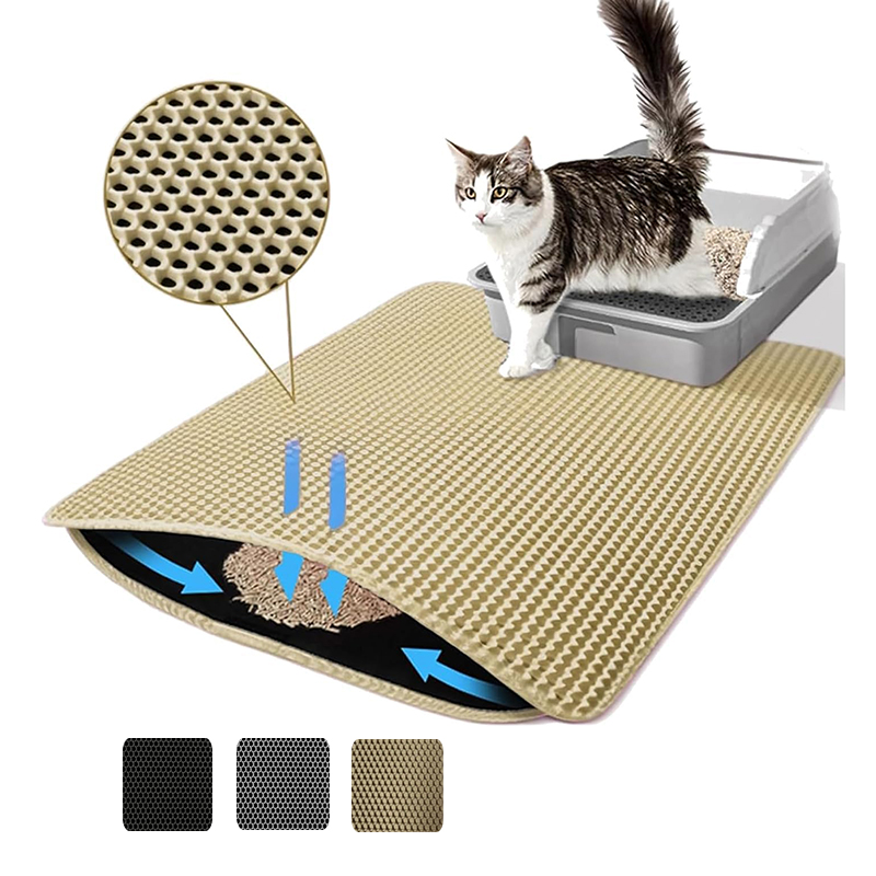 猫砂マット 4 サイズ ラージ ハニカム 二層砂トラップ ノ - Cat Litter Mat Double Layer Waterproof のレビューと価格