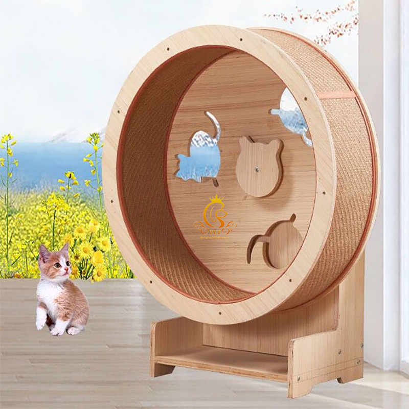 EUR PET木製フレーム多層ボード静音クライミングトイ室内 - Cat Running Wheel Exercise Treadmill のレビューと価格