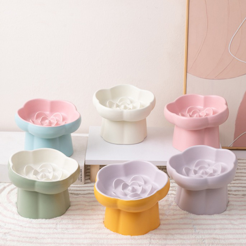 セラミック製高さのある猫用スローフィーダーボウル、窒息防止、 - Elevated Ceramic Cat Bowls Tilted Food のレビューと価格