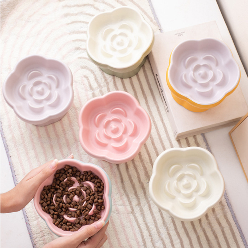 セラミック製高さのある猫用スローフィーダーボウル、窒息防止、 - Elevated Ceramic Cat Bowls Tilted Food のレビューと価格