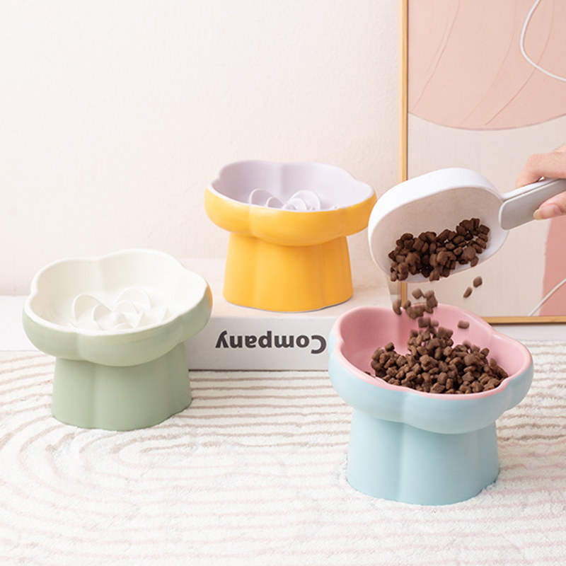 セラミック製高さのある猫用スローフィーダーボウル、窒息防止、 - Elevated Ceramic Cat Bowls Tilted Food のレビューと価格