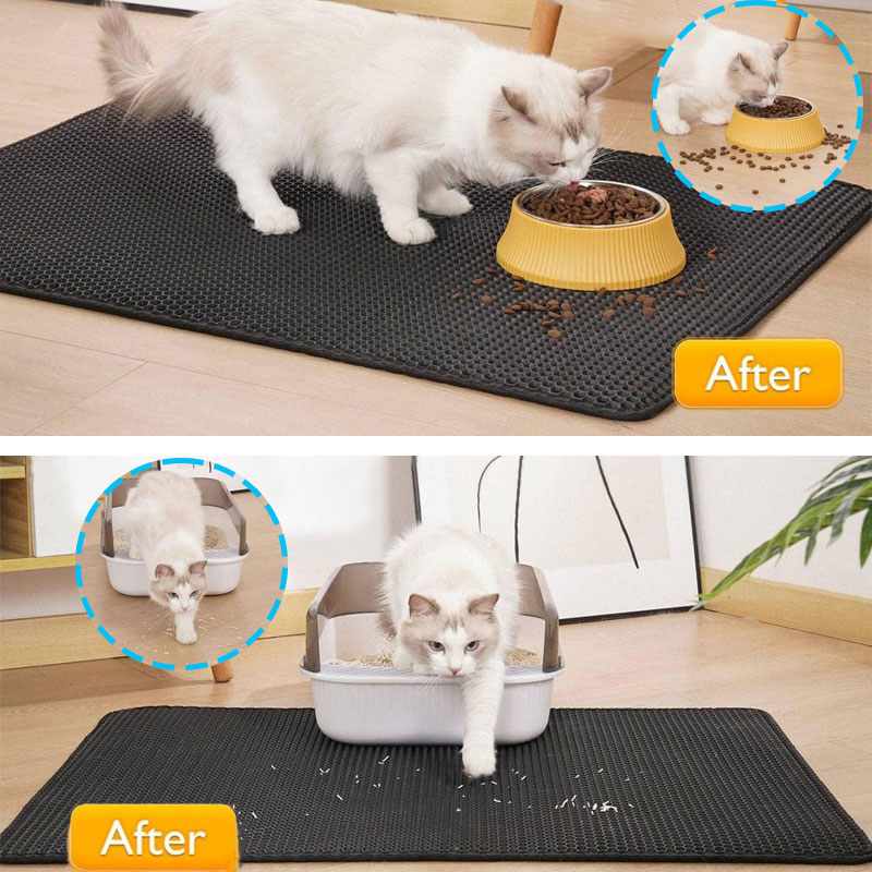 ペット猫砂マット防水二重層猫砂トラップペットトイレマットクリ - Cat Litter Mat Double Layer Waterproof のレビューと価格