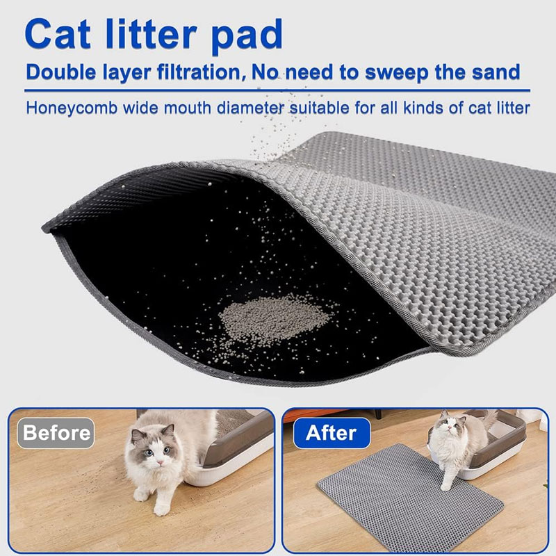 ペット猫砂マット防水二重層猫砂トラップペットトイレマットクリ - Cat Litter Mat Double Layer Waterproof のレビューと価格