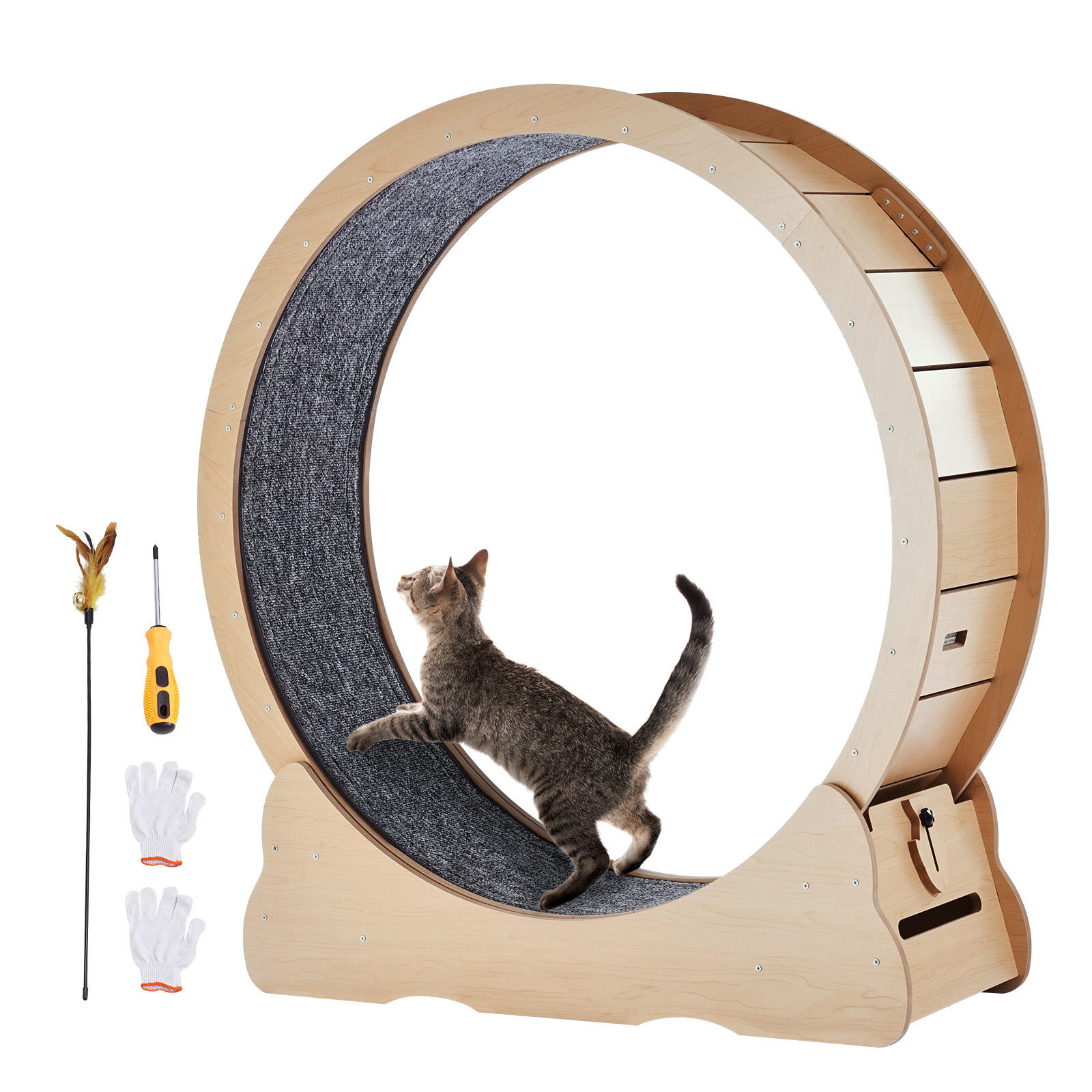 SucceBuy木製猫用エクササイズホイール、大型猫用トレッ - Cat Running Wheel Exercise Treadmill のレビューと価格