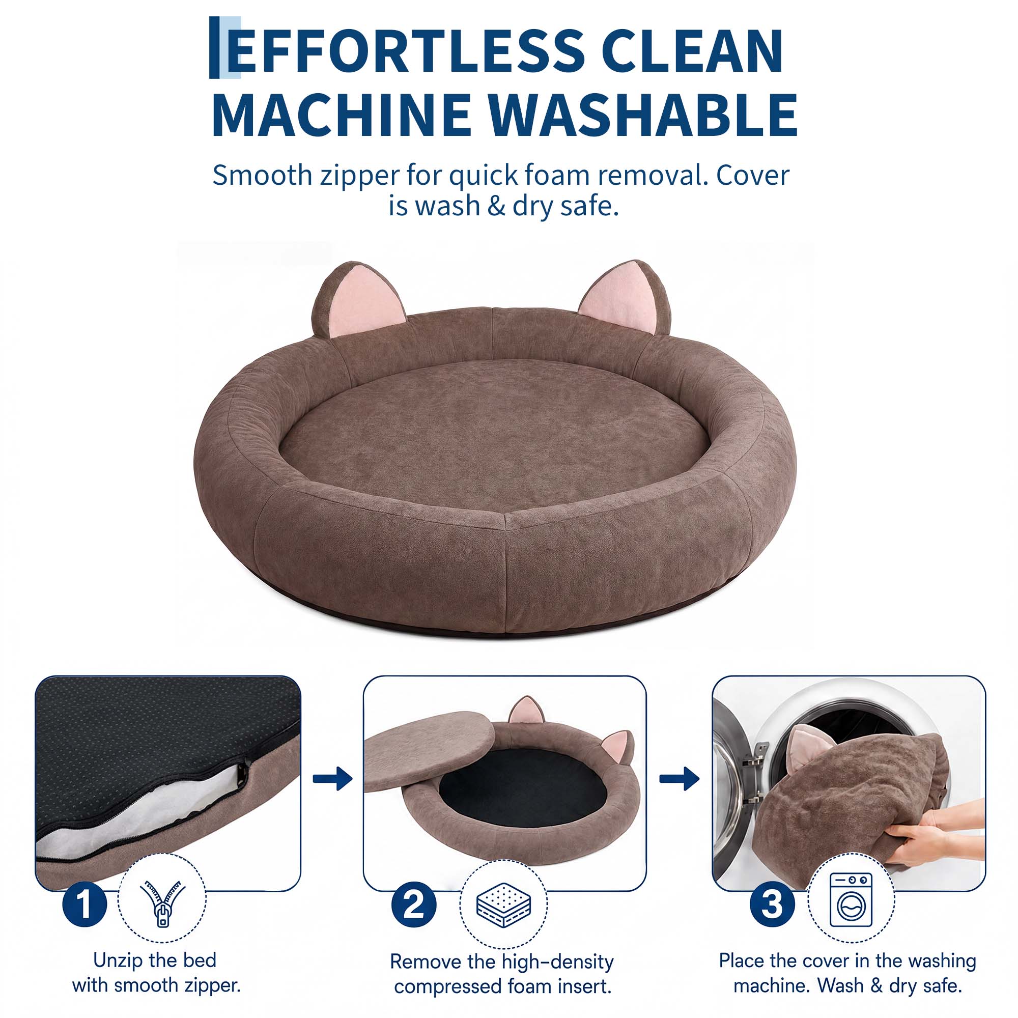 XXLサイズの丸型ドッグベッド。厚さ9.8インチで、高齢犬や - Orthopedic Memory Foam Dog Bed Washable のレビューと価格